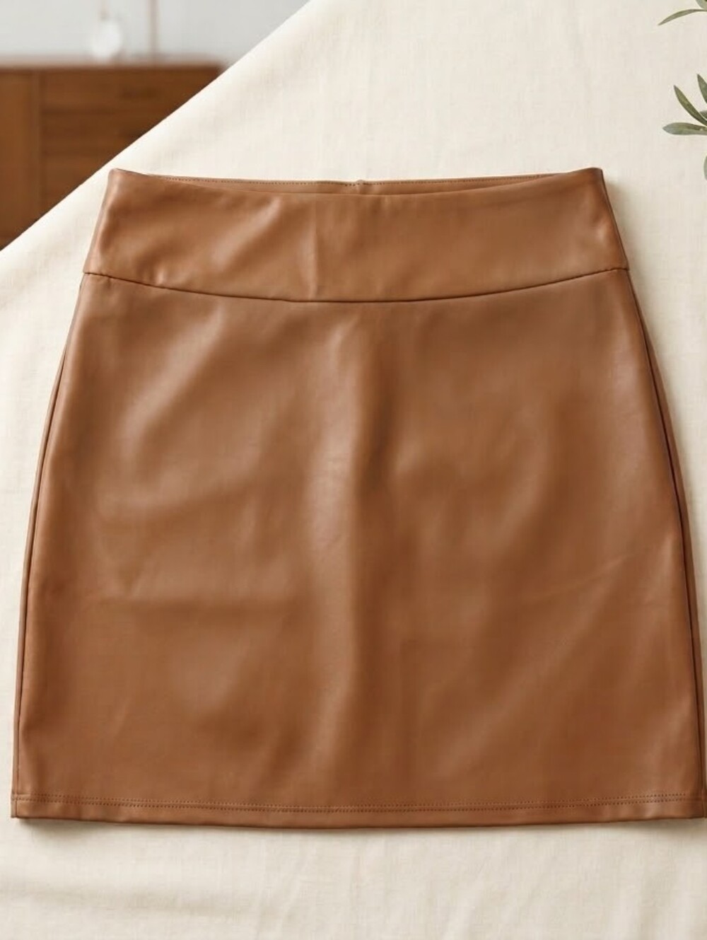 Brown Faux Leather Mini Skirt